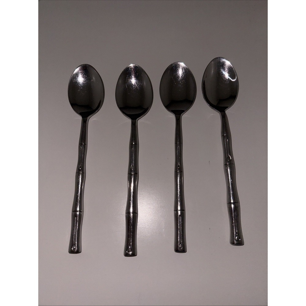 Set of 4 Teaspoons Hampton Silversmiths BAMBOO Stainless Steel 6-7/8"